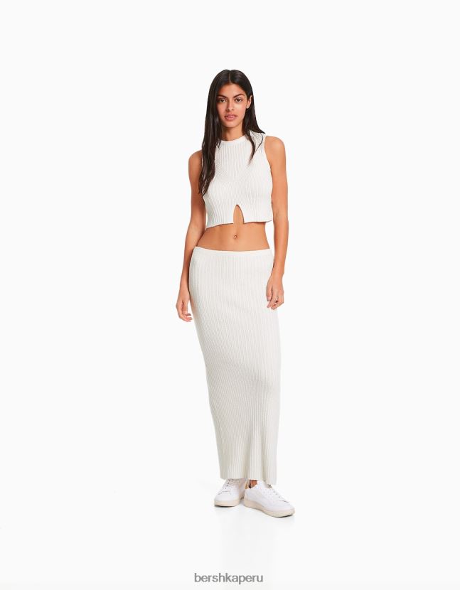 crema Bershka mujer conjunto de blusa y falda rustica 806J6B953