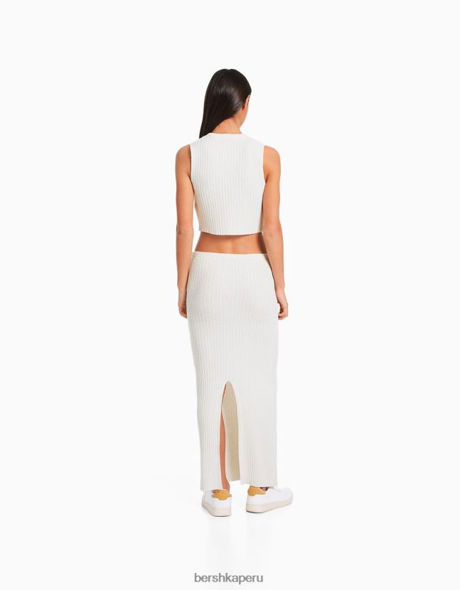 crema Bershka mujer conjunto de blusa y falda rustica 806J6B953