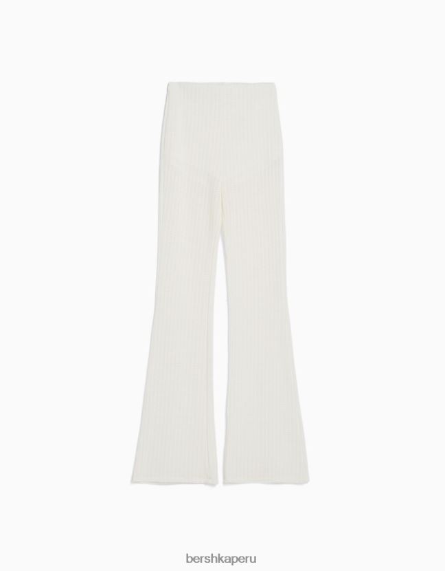 crema Bershka mujer pantalones acampanados de punto abierto 806J6B2041