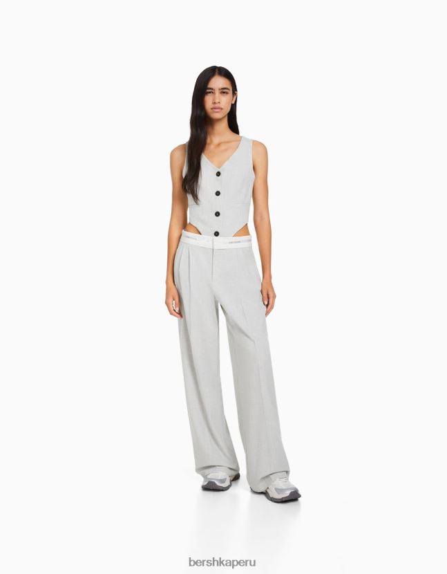 gris Bershka mujer conjunto de chaleco y pantalón de corte entallado 806J6B1996