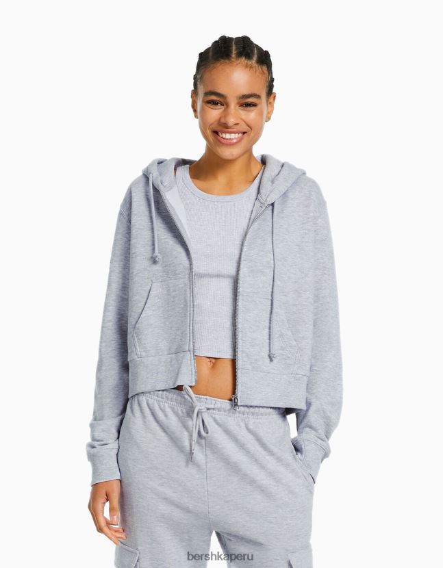 gris Bershka mujer conjunto de sudadera con capucha y pantalones con bolsillos 806J6B2060