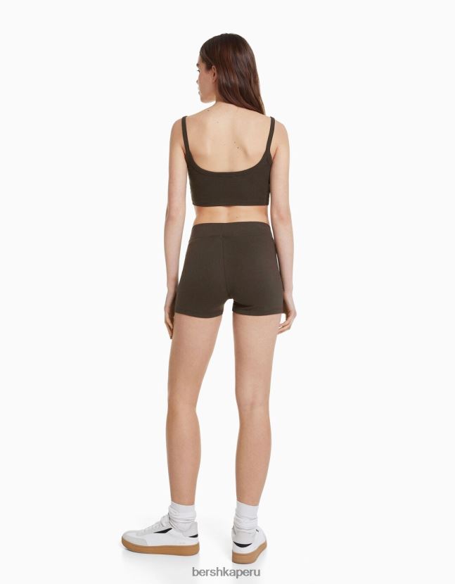 gris oscuro Bershka mujer conjunto top y shorts 806J6B2056