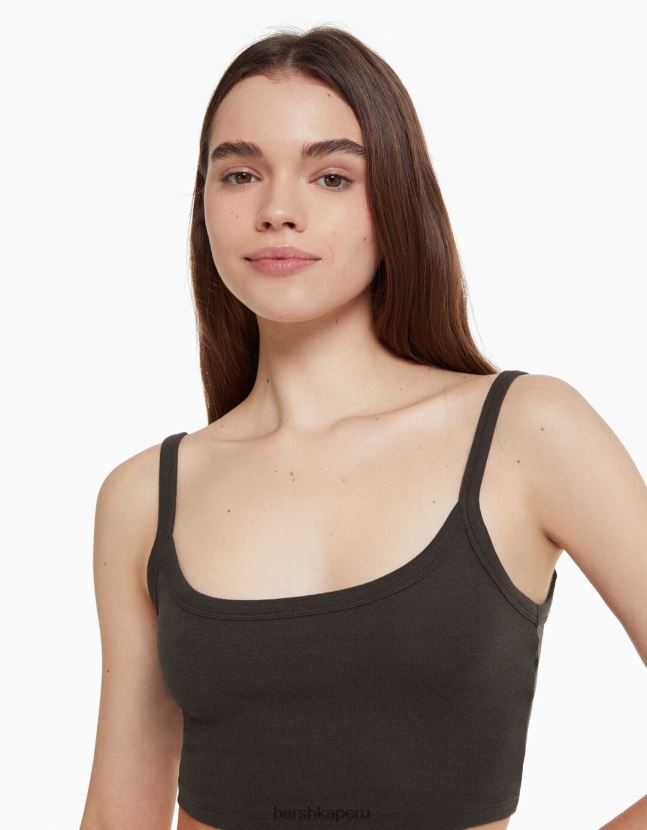 gris oscuro Bershka mujer conjunto top y shorts 806J6B2056