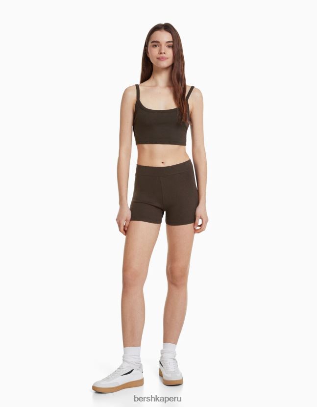 gris oscuro Bershka mujer conjunto top y shorts 806J6B2056