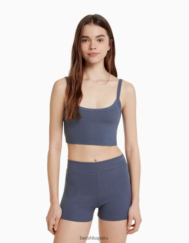 lavado azul Bershka mujer conjunto top y shorts 806J6B2055