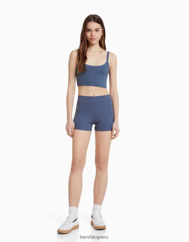lavado azul Bershka mujer conjunto top y shorts 806J6B2055