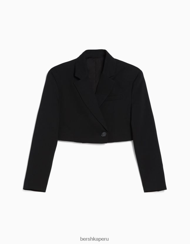 negro Bershka mujer conjunto de blazer cropped y falda de sastre 806J6B2012