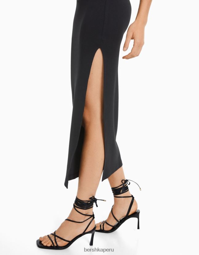 negro Bershka mujer conjunto de blusa y falda de algodón 806J6B2052
