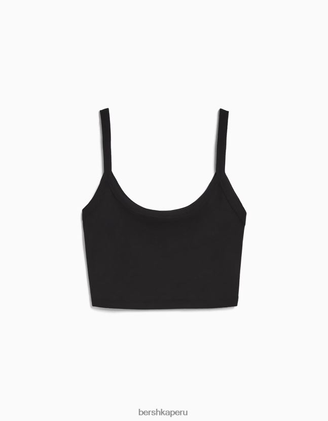 negro Bershka mujer conjunto de blusa y falda de algodón 806J6B2052