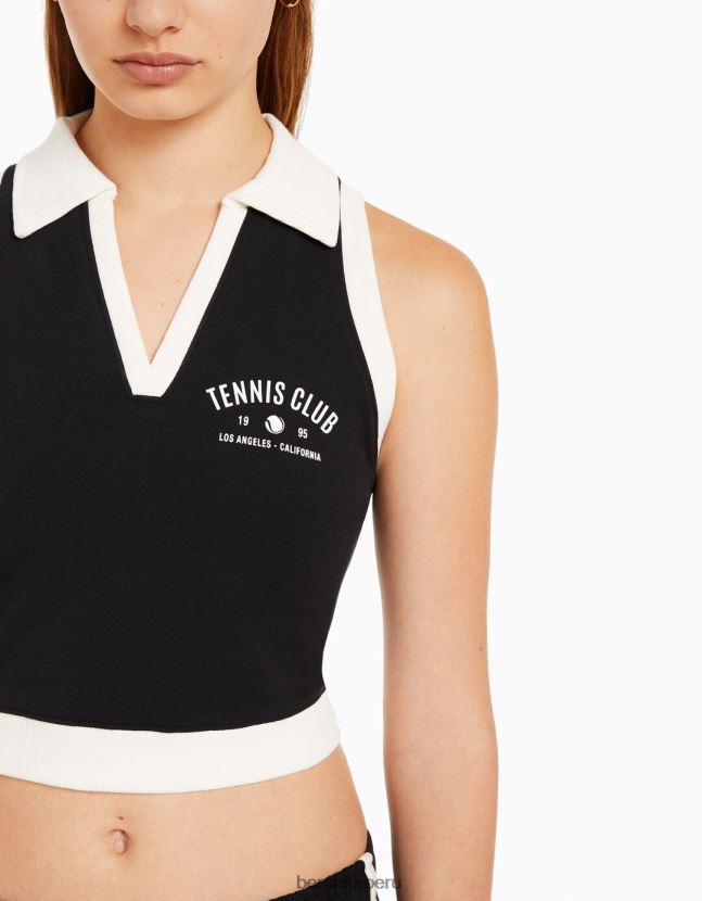 negro Bershka mujer conjunto de sudadera y falda pantalón estampada sin mangas 806J6B2043