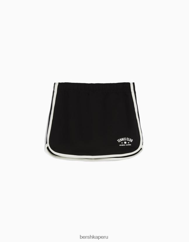 negro Bershka mujer conjunto de sudadera y falda pantalón estampada sin mangas 806J6B2043