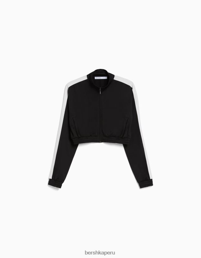negro Bershka mujer conjunto de sudadera y pantalón con franjas laterales 806J6B2058
