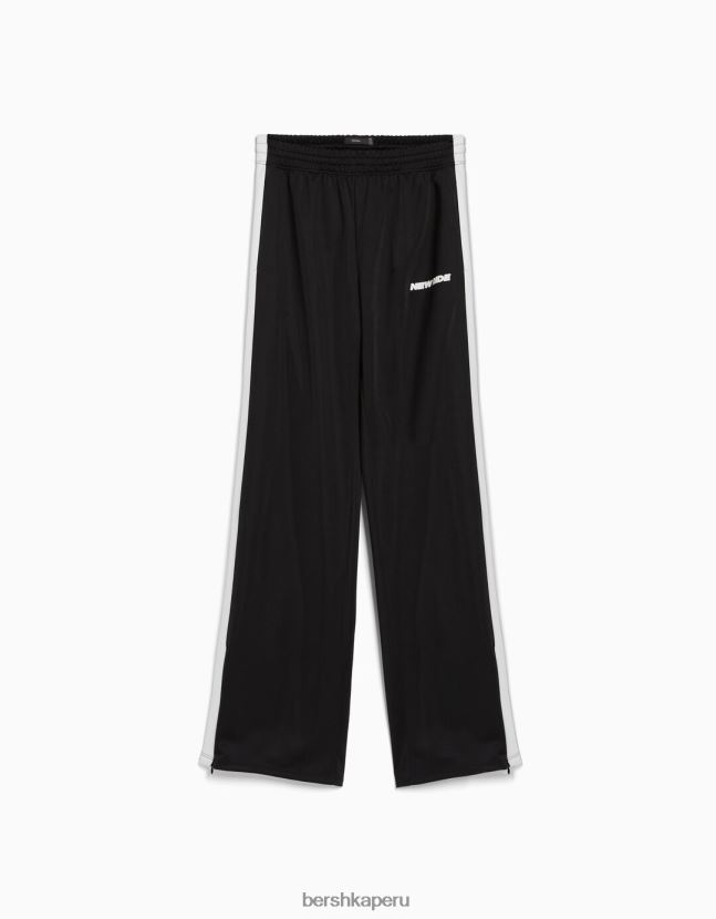 negro Bershka mujer conjunto de sudadera y pantalón con franjas laterales 806J6B2058