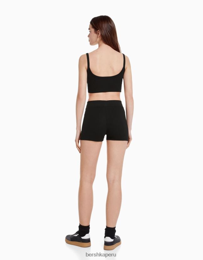negro Bershka mujer conjunto top y shorts 806J6B2054