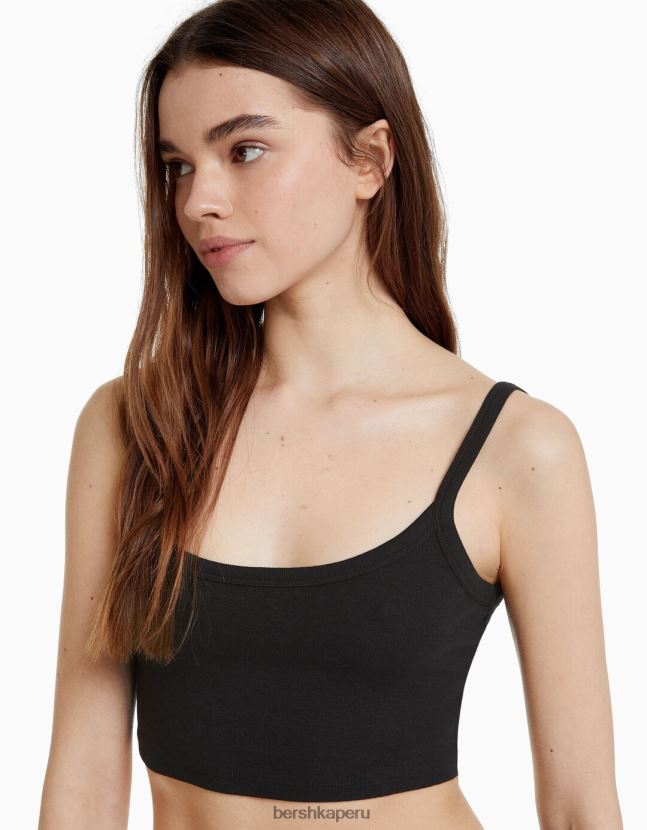 negro Bershka mujer conjunto top y shorts 806J6B2054