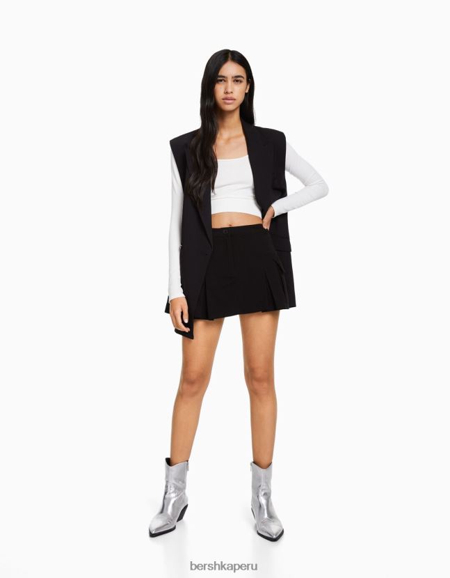 negro Bershka mujer falda pantalón cargo de sastre con bolsillos 806J6B2011