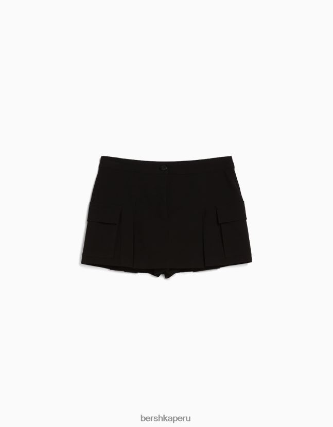 negro Bershka mujer falda pantalón cargo de sastre con bolsillos 806J6B2011