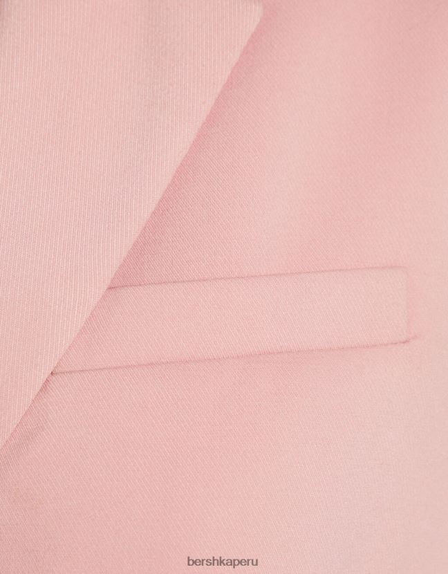 rosa Bershka mujer blazer corto de sarga de vestir 806J6B2009