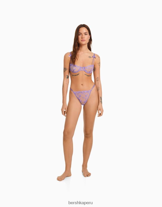 Violeta Bershka mujer sujetador balconette de tul con corazones 806J6B1737