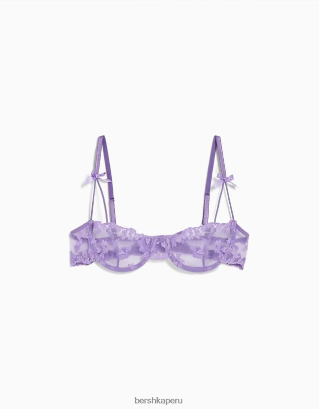 Violeta Bershka mujer sujetador balconette de tul con corazones 806J6B1737