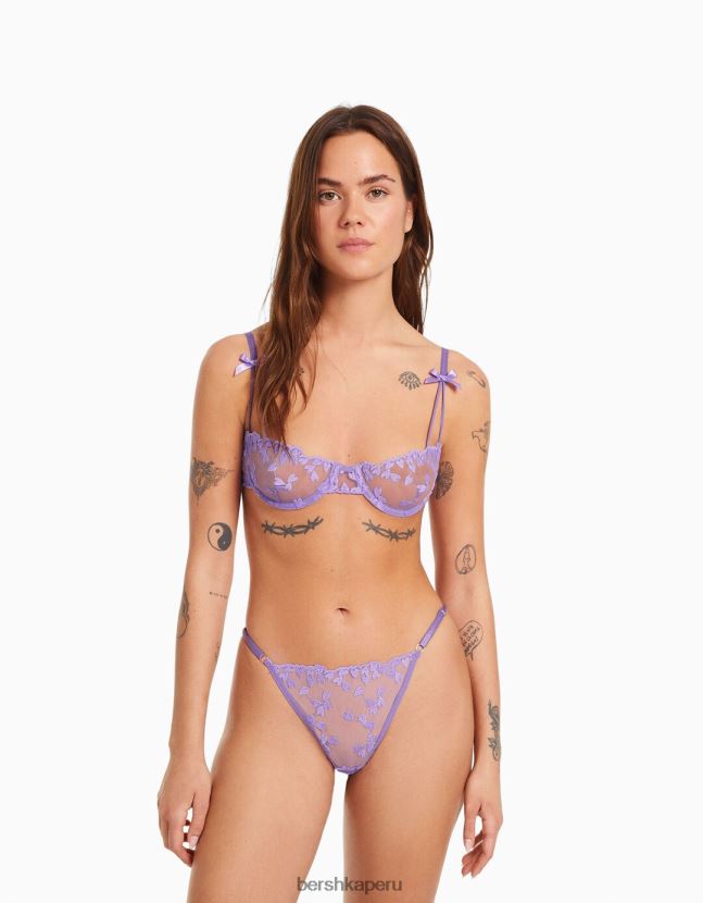 Violeta Bershka mujer sujetador balconette de tul con corazones 806J6B1738
