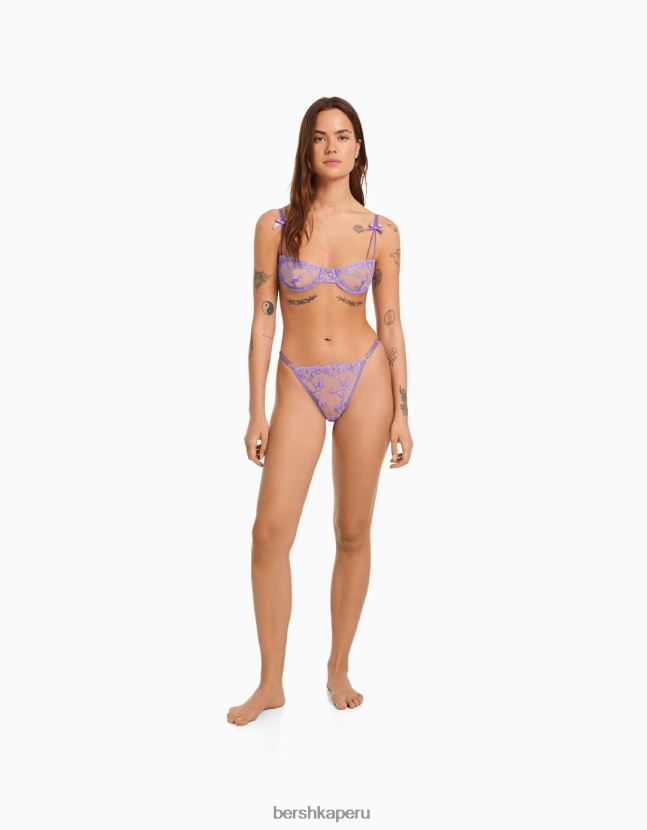 Violeta Bershka mujer sujetador balconette de tul con corazones 806J6B1738