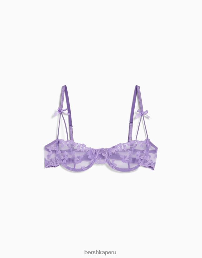 Violeta Bershka mujer sujetador balconette de tul con corazones 806J6B1738