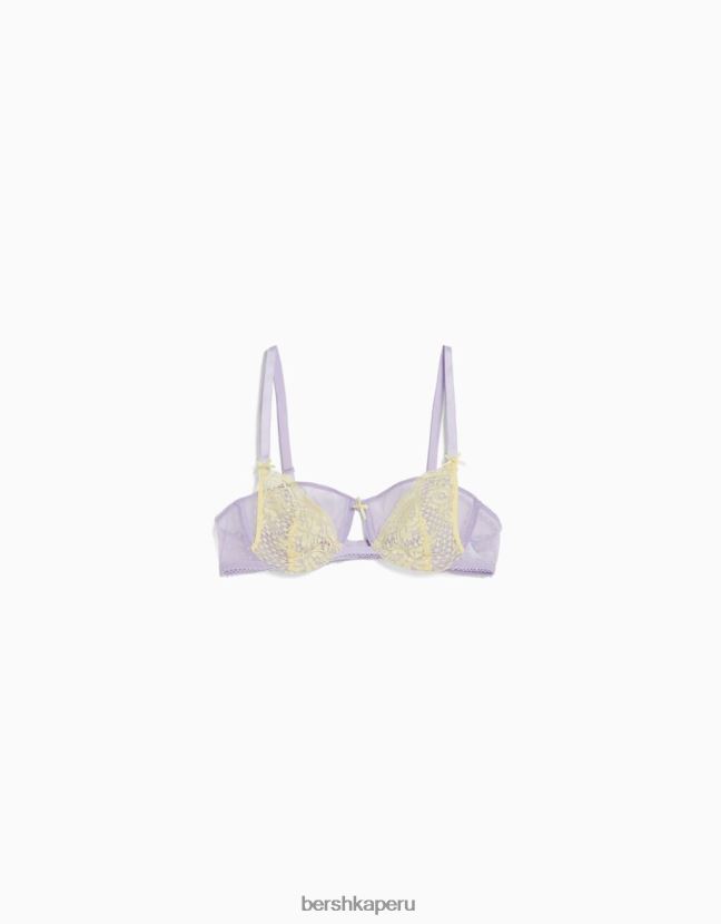 Violeta Bershka mujer sujetador de encaje pastel con aros 806J6B1739