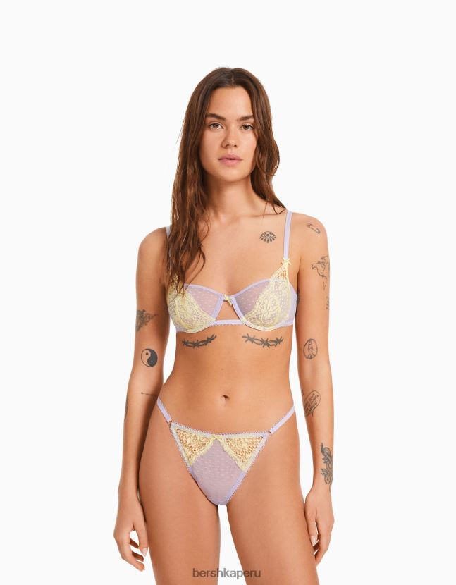 Violeta Bershka mujer sujetador de encaje pastel con aros 806J6B1745