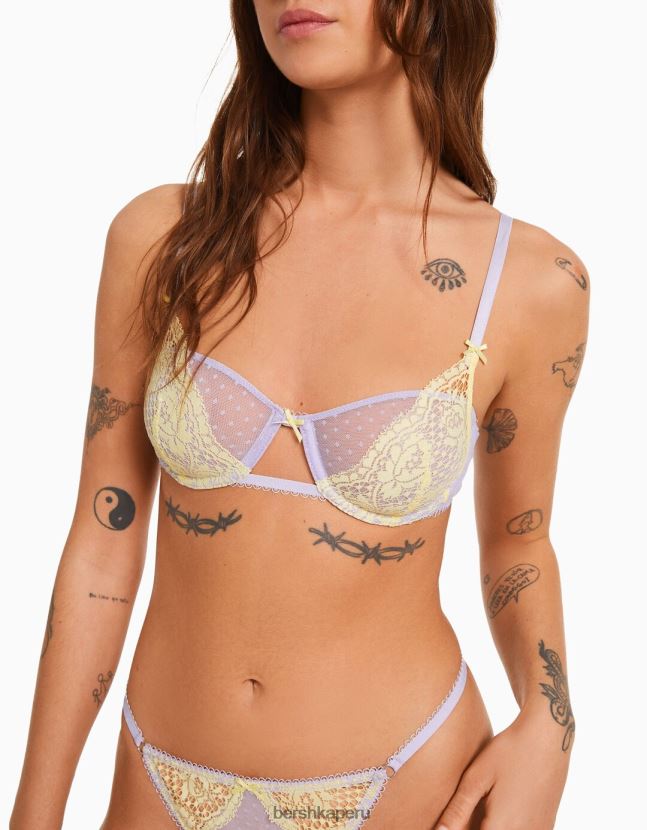 Violeta Bershka mujer sujetador de encaje pastel con aros 806J6B1745