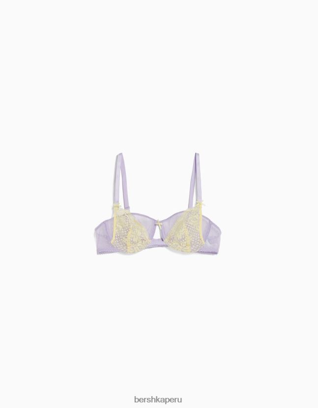 Violeta Bershka mujer sujetador de encaje pastel con aros 806J6B1745