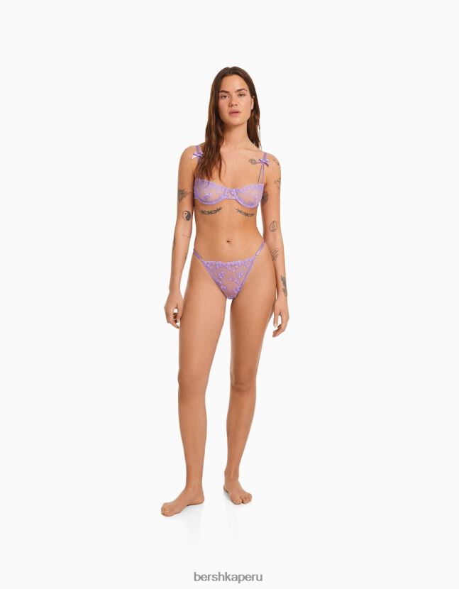 Violeta Bershka mujer tanga de tul con corazones 806J6B1741