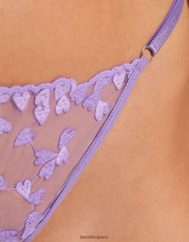Violeta Bershka mujer tanga de tul con corazones 806J6B1741