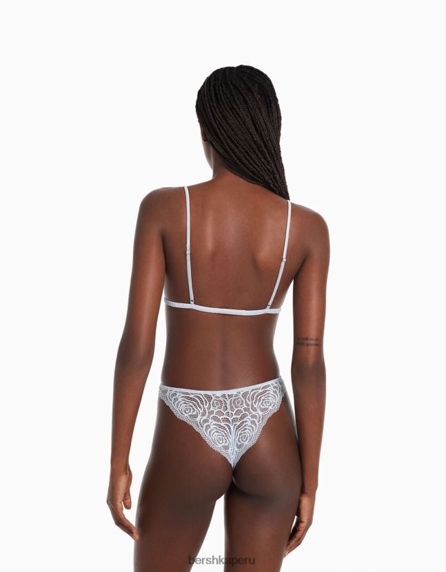 azul Bershka mujer sujetador triangular con tirantes fruncidos 806J6B1755