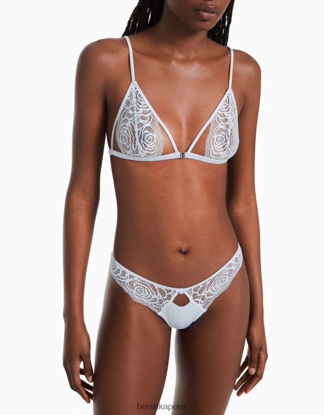 azul Bershka mujer sujetador triangular con tirantes fruncidos 806J6B1755