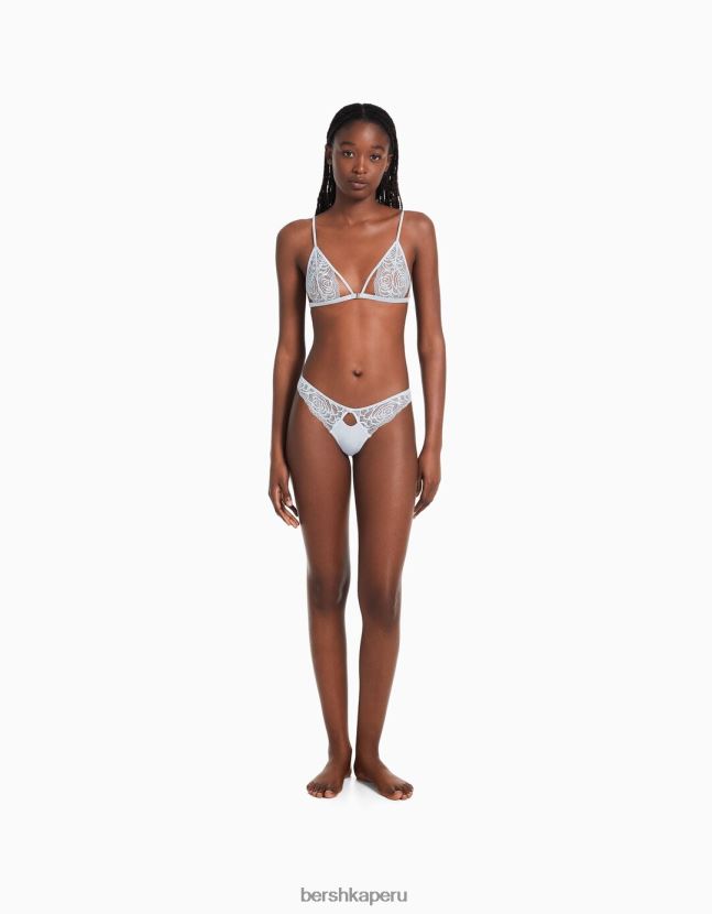 azul Bershka mujer sujetador triangular con tirantes fruncidos 806J6B1755