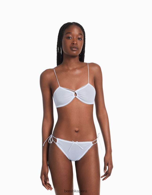 azul claro Bershka mujer sujetador triangular con detalle fruncido 806J6B1762