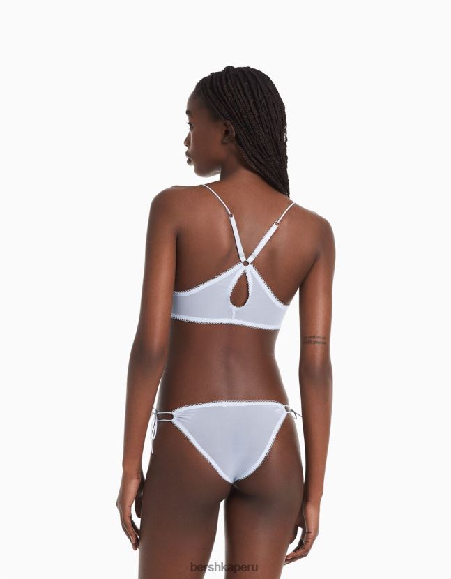 azul claro Bershka mujer sujetador triangular con detalle fruncido 806J6B1762