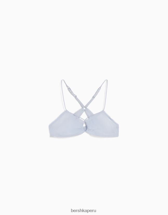 azul claro Bershka mujer sujetador triangular con detalle fruncido 806J6B1762