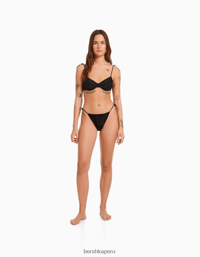negro Bershka mujer sujetador con lazos y aros 806J6B1748
