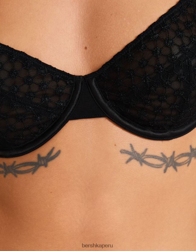negro Bershka mujer sujetador con lazos y aros 806J6B1748