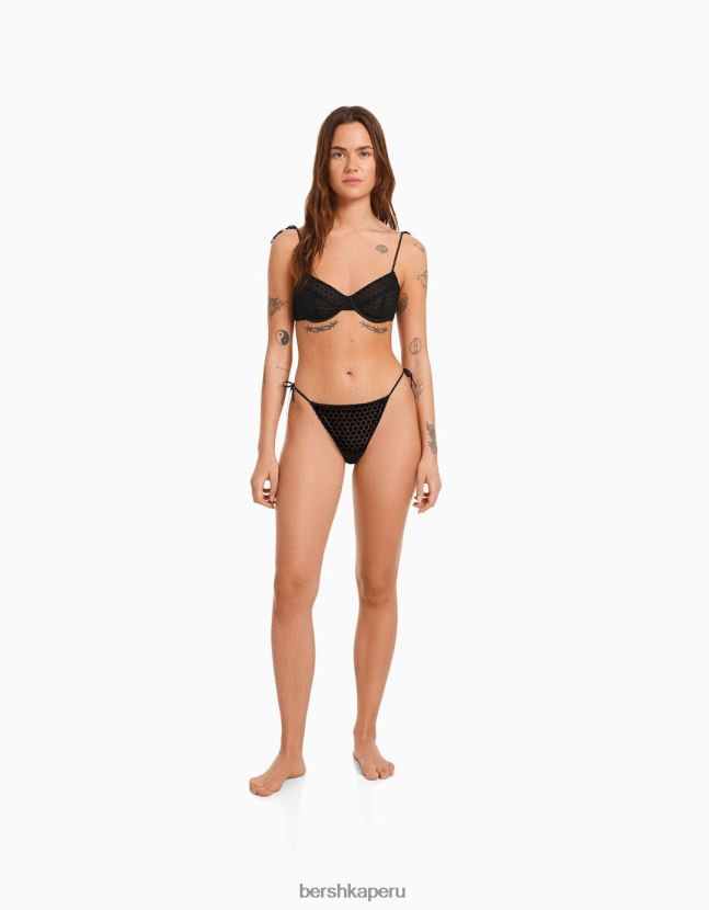 negro Bershka mujer sujetador con lazos y aros 806J6B1760