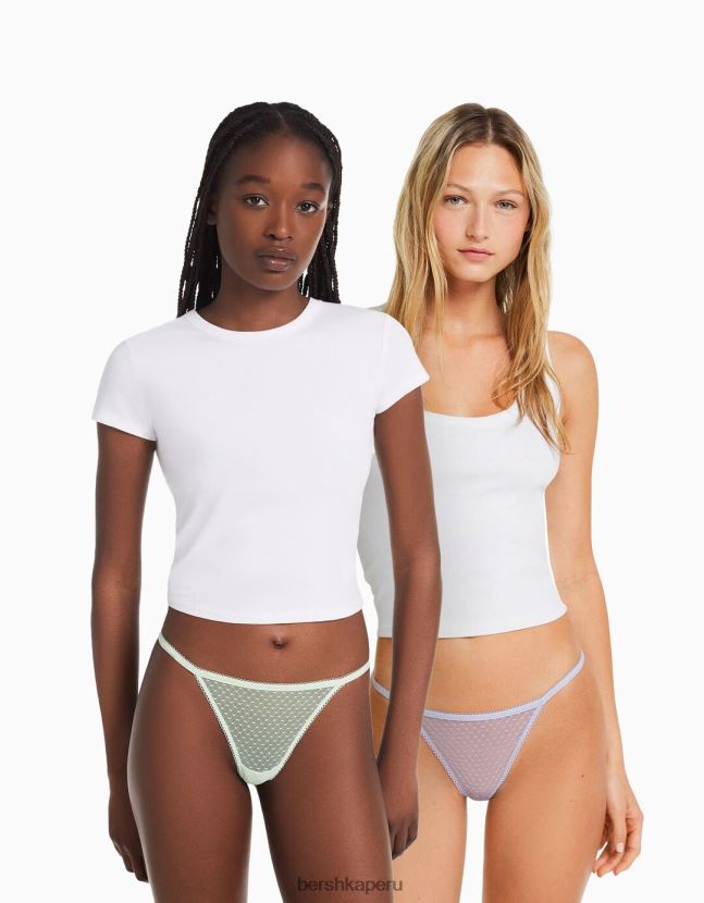 verde Bershka mujer Pack de 2 tangas de rejilla con lunares 806J6B1763