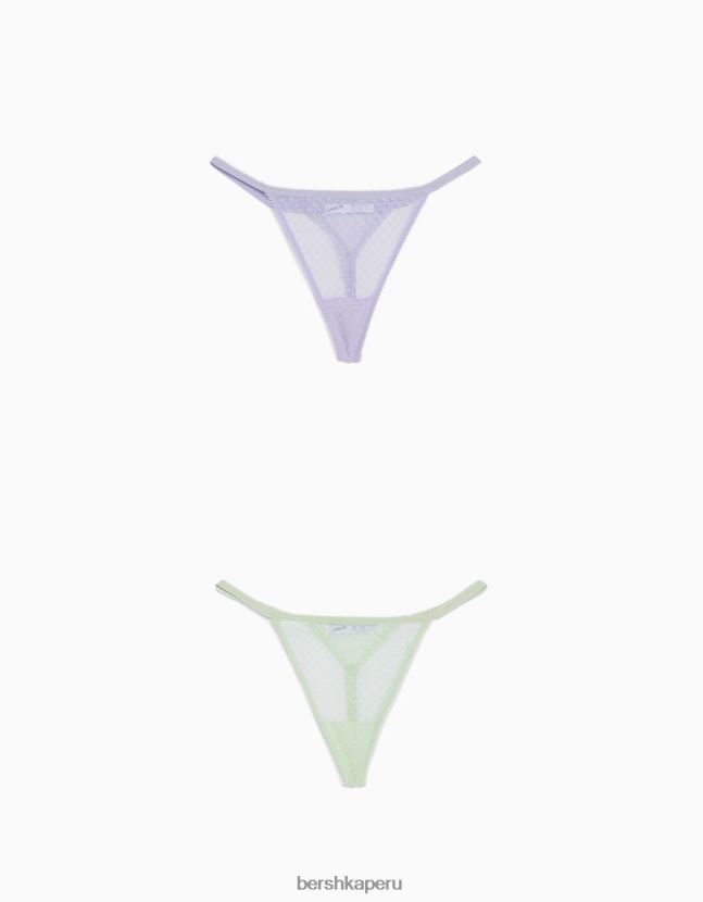 verde Bershka mujer Pack de 2 tangas de rejilla con lunares 806J6B1763
