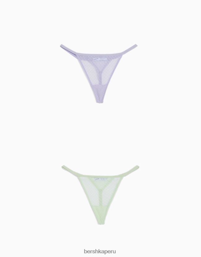 verde Bershka mujer Pack de 2 tangas de rejilla con lunares 806J6B1765