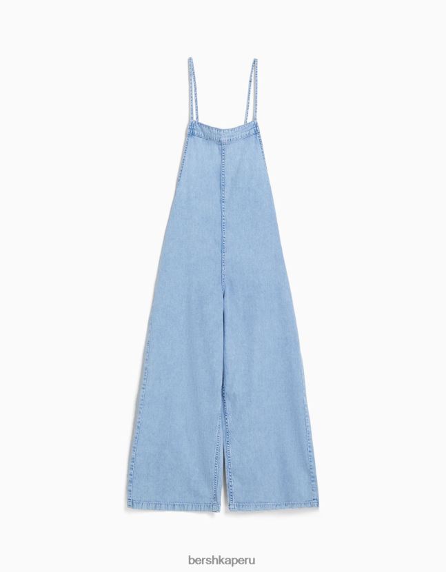 azul claro Bershka mujer jumpsuit de mezclilla con tiras 806J6B84