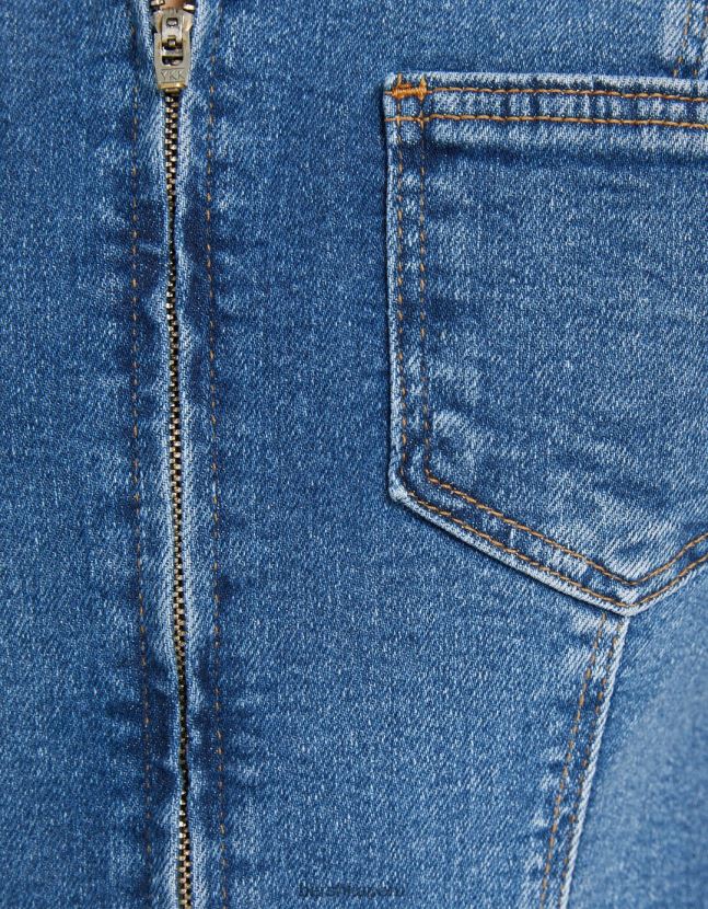 azul claro Bershka mujer mameluco de mezclilla con cremallera 806J6B4080