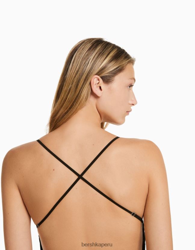 azul claro Bershka mujer mono vaquero elástico con abertura en la espalda 806J6B60