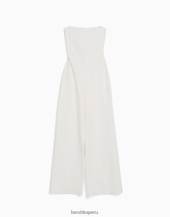 blanco Bershka mujer mono bandeau con corsé 806J6B216