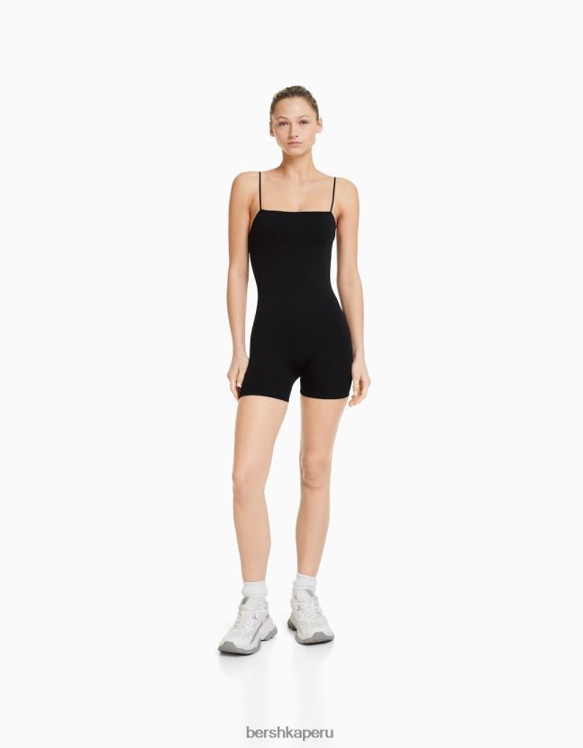 exclusivo Bershka mujer mono ciclista sin costuras con escote cuadrado 806J6B57